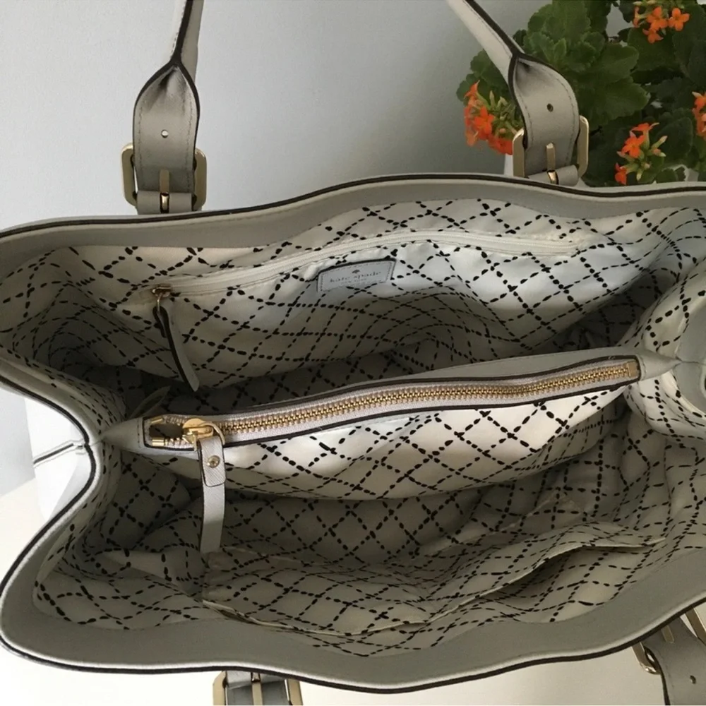 Kate Spade Cove Street Ariel Cliff Grey Silver Trim Tote Bag - Picture 8 of 12